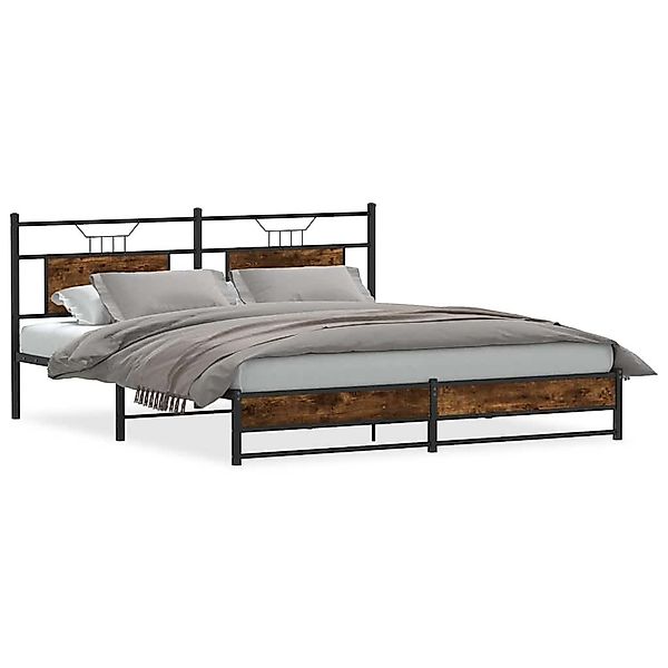 vidaXL Bett Metallbett ohne Matratze Räuchereiche günstig online kaufen
