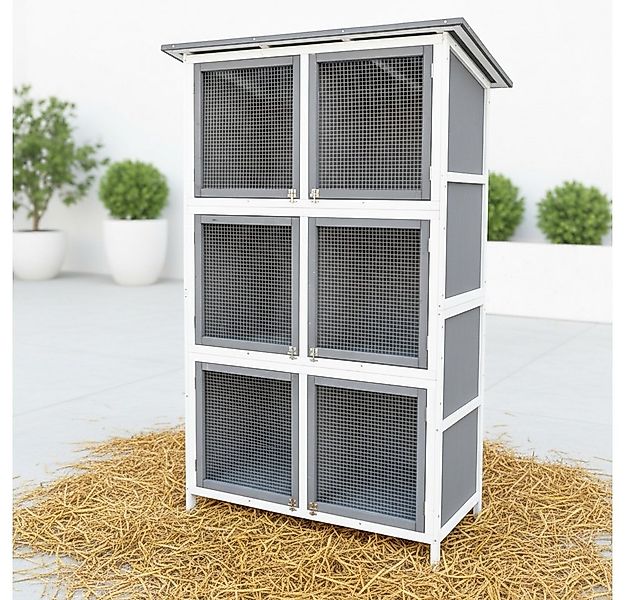 Mucola Kleintierstall Hasenkäfig 6 Boxen Kaninchenstall Holz Aufzuchtstall günstig online kaufen