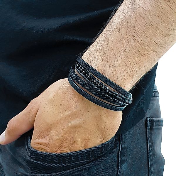 NAHLE Lederarmband Herren Lederarmband mit Onyx günstig online kaufen