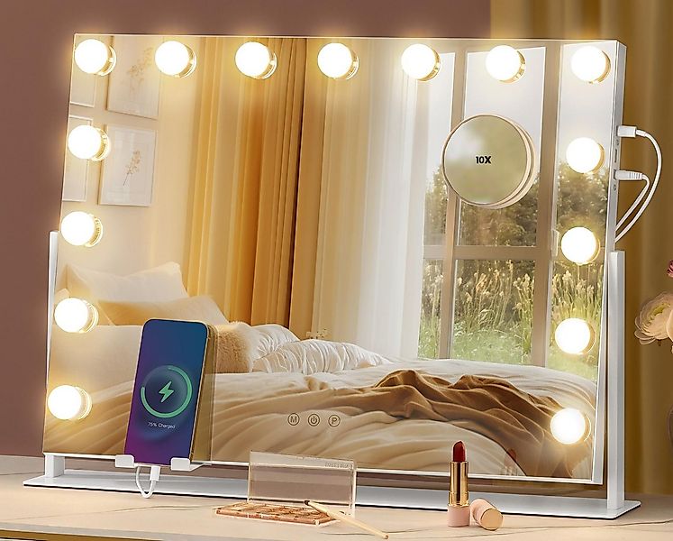 SONGMICS Schminkspiegel, Kosmetikspiegel, verstellbares LED-Licht, mit USB- günstig online kaufen