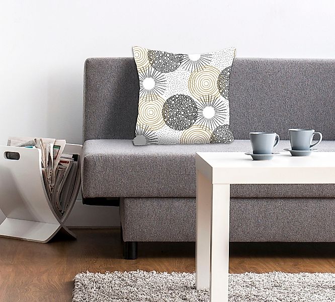 queence Dekokissen "Katja" Kissenhülle,Formen,Muster,Weiß,Geometrisch,Minim günstig online kaufen
