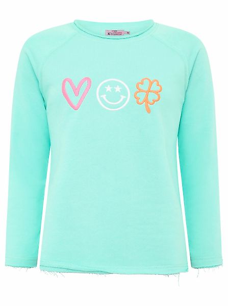 Zwillingsherz Sweatshirt ""Love Smile Luck"", mit Used-Look Kanten und Stic günstig online kaufen