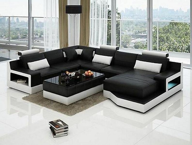 JVmoebel Ecksofa Ledersofa Couch Garnitur Wohnlandschaft Eck Sitz Polster U günstig online kaufen