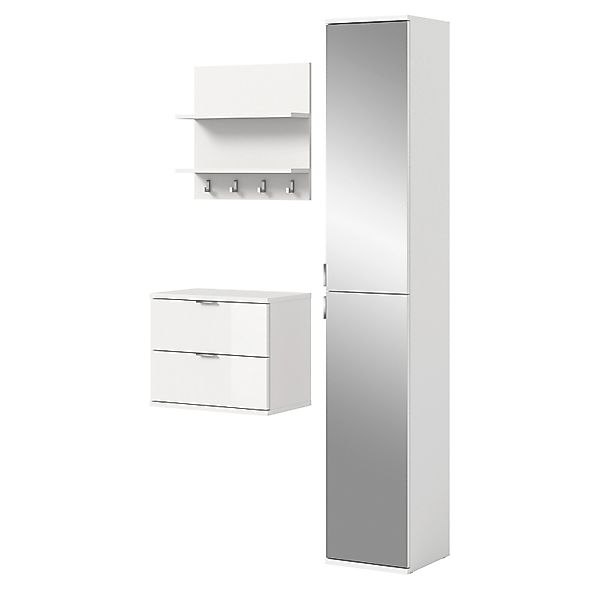 Inn.Furn Garderoben-Set 3-teilig in Weiß Hochglanz 97 cm SystemX günstig online kaufen