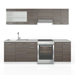 Vicco Küchenzeile Raul, Grau/Weiß, 240 cm, günstig online kaufen