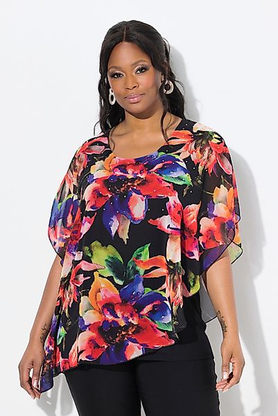 Ulla Popken Longbluse Bluse Blüten doppellagig günstig online kaufen