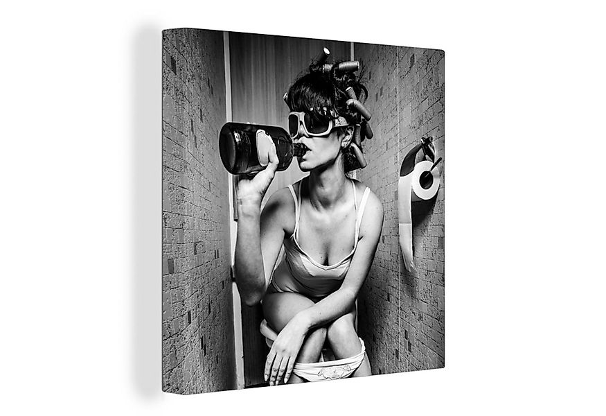 OneMillionCanvasses® Leinwandbild Frau - Toilette - Schwarz - Weiß, Fotodru günstig online kaufen