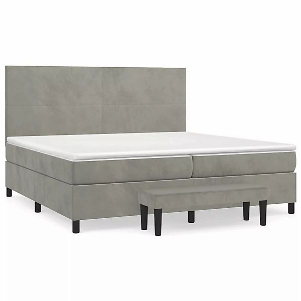 vidaXL Boxspringbett mit Matratze Hellgrau 200x200 cm Samt1367230 günstig online kaufen