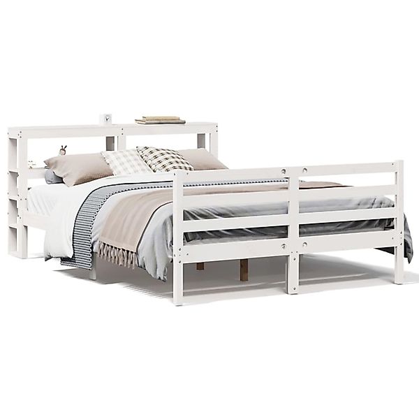 vidaXL Massivholzbett ohne Matratze Weiß 140x190 cm Kiefernholz 3305819 günstig online kaufen