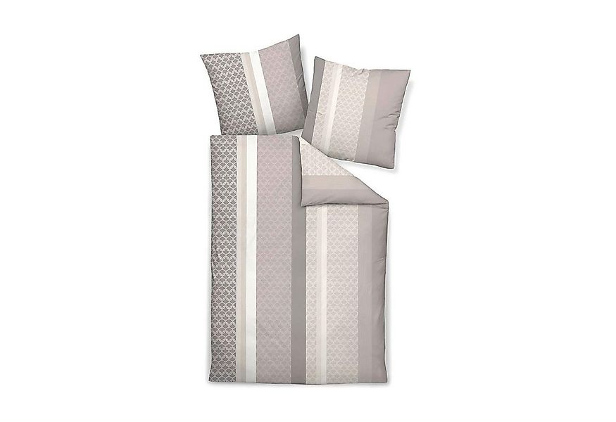 Janine Bettwäsche PERLMO, 135 x 200 cm, Sandgrau, Reißverschluss, Mako-Sati günstig online kaufen