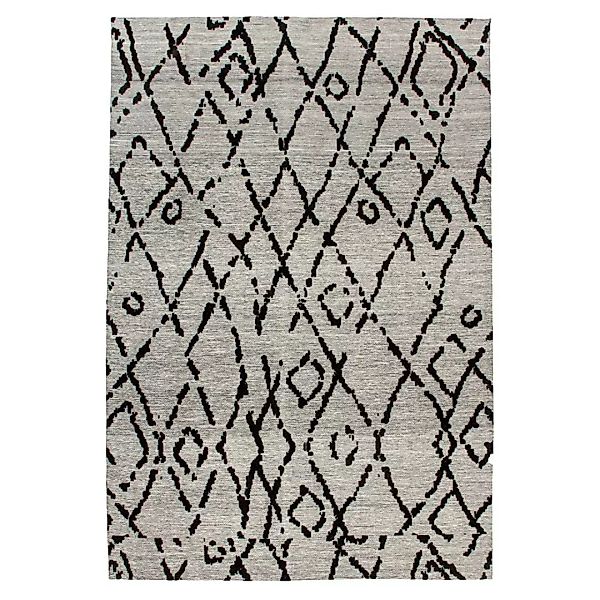 Gewebter Teppich in Grau und Schwarz abstraktem Muster günstig online kaufen