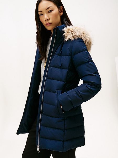 Tommy Hilfiger Steppmantel MW DOWN SLIM COAT WITH FUR mit Fellimitat günstig online kaufen