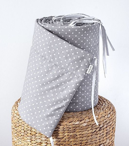 Loolay Bettnestchen GRAU WEIß Baumwolle BETTUMRANDUNG Babybett 420, 360, 21 günstig online kaufen