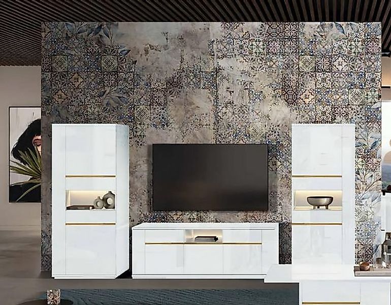 JVmoebel TV-Schrank Wohnzimmer Set mit LED Beleuchtung TV-Ständer Schrank W günstig online kaufen