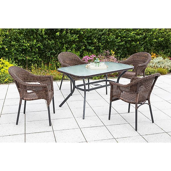 Merxx Ravenna Set 5-tlg. 4 Stapelsessel Gartentisch 150 x 85 cm Schoko günstig online kaufen