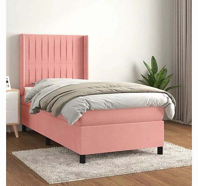 vidaXL Boxspringbett Boxspringbett mit Matratze Rosa 90x200 cm Samt Bett Be günstig online kaufen