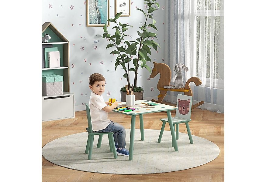 ZONEKIZ Kindersitzgruppe Kindertisch, (Kinderschreibtisch, 3-tlg., Stühle), günstig online kaufen
