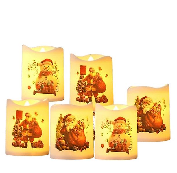 Coonoor LED-Kerze 6 Stück mit Weihnachtsmann Muster,Weihnachtsdeko Innen LE günstig online kaufen