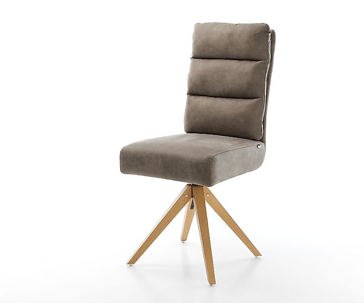 Esszimmerstuhl Pela-Flex Mikrofaser Taupe Vintage Holzgestell kantig Natur günstig online kaufen