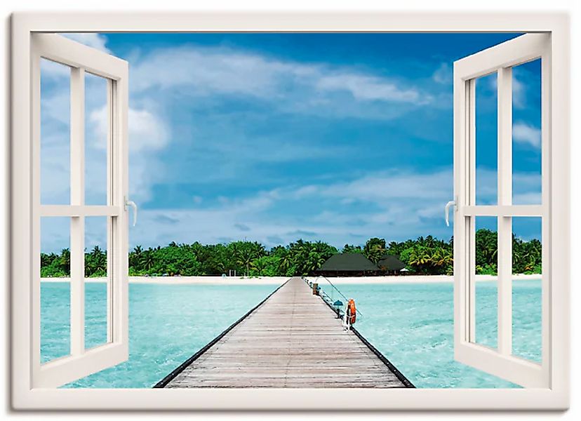 Artland Wandbild »Fensterblick maledivischen Paradies« Fensterblick 1 Stk. günstig online kaufen