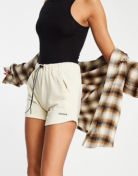 Night Addict – Shorts aus Sweatshirt-Stoff mit hoher Taille-Weiß günstig online kaufen