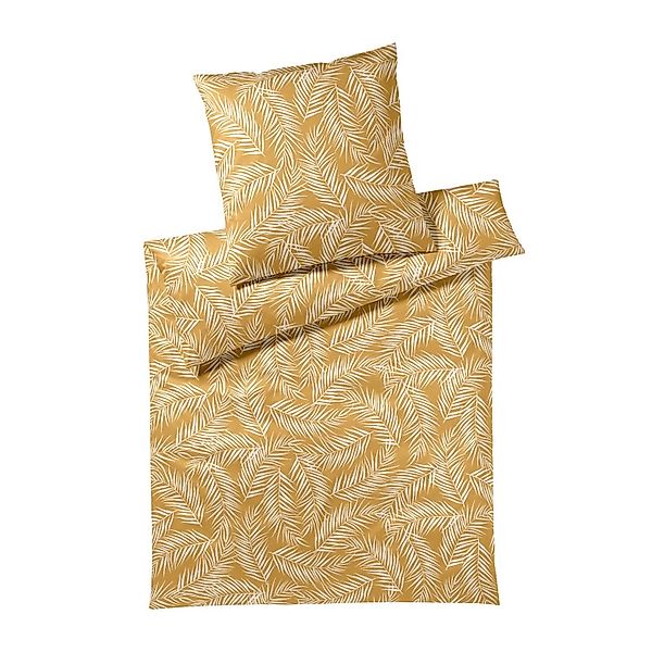 Elegante Mako Satin Bettwäsche Maison Leaves 24551-3 Gold 135x200 günstig online kaufen