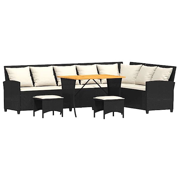 vidaXL 4-Tlg Garten-Sofagarnitur mit Kissen L-Form Schwarz Poly Rattan 3365 günstig online kaufen