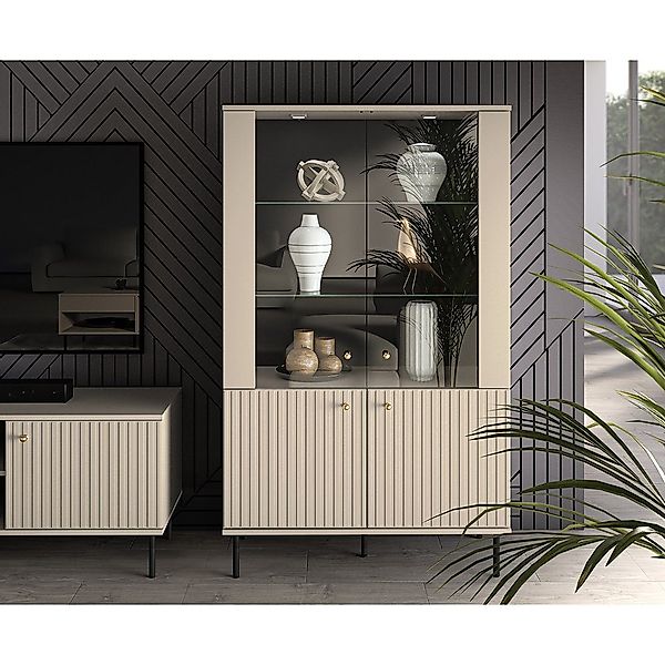 Lomadox Vitrine SALOU-131 in kaschmir matt günstig online kaufen