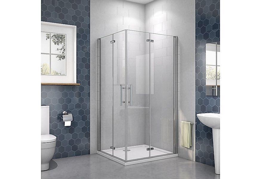 AICA Eckdusche H:185cm Scharniertür Drehtür Duschkabine Falttür Duschabtren günstig online kaufen