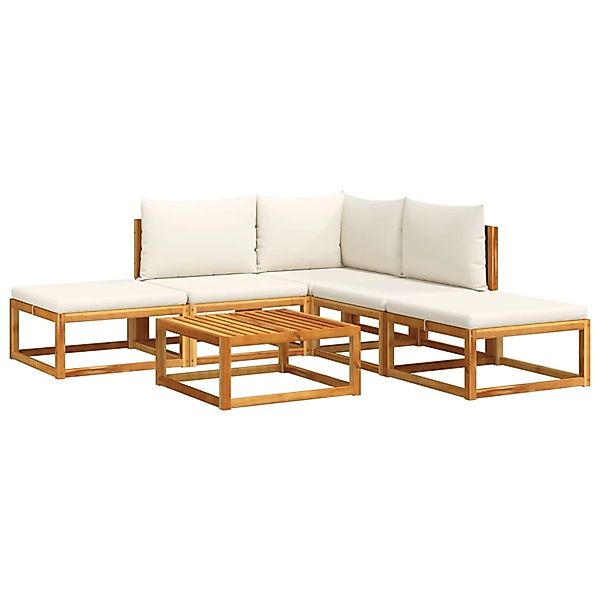 vidaXL 6-Tlg Gartensofa-Set mit Kissen Holz Akazie Rattan 3278869 günstig online kaufen
