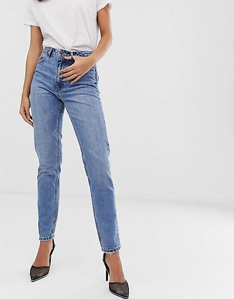 Vero Moda – Mom-Jeans mit hoher Taille in Acid-Waschung-Blau günstig online kaufen