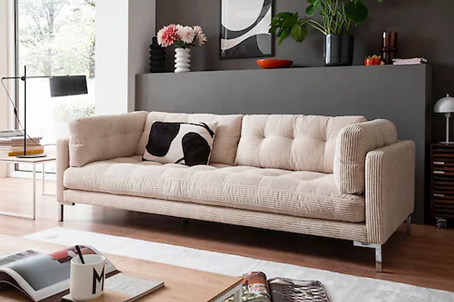 Trends by HG 3-Sitzer "Landau" in Cord-Stoff mit Metallfuß günstig online kaufen