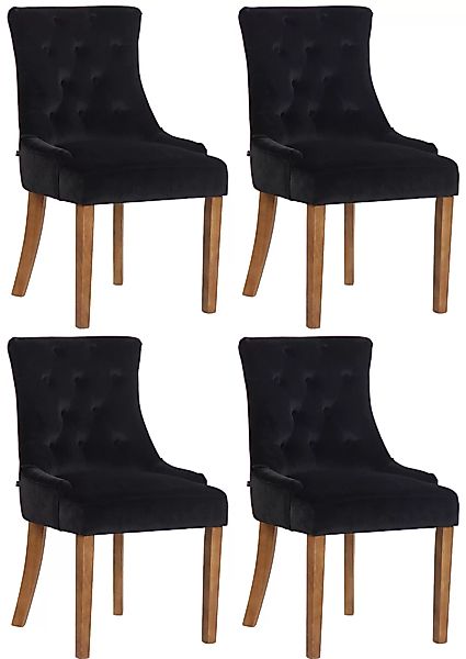 4er Set Esszimmerstühle Inverness Samt antik-hell schwarz günstig online kaufen