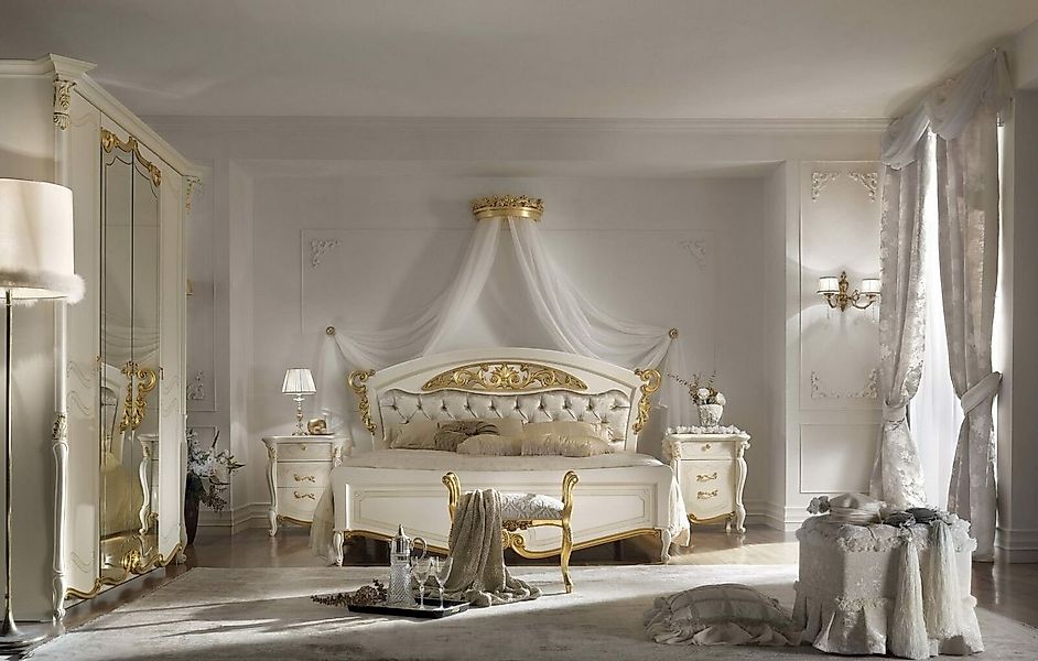 JVmoebel Bett Italienische Schlafzimmer Möbel Doppel Betten Gold 180x200cm günstig online kaufen
