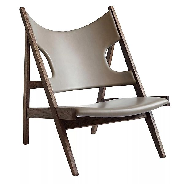 Menu - Knitting Lounge Chair - grau-braun/Bezug Leder Dakar aniline/Gestell günstig online kaufen