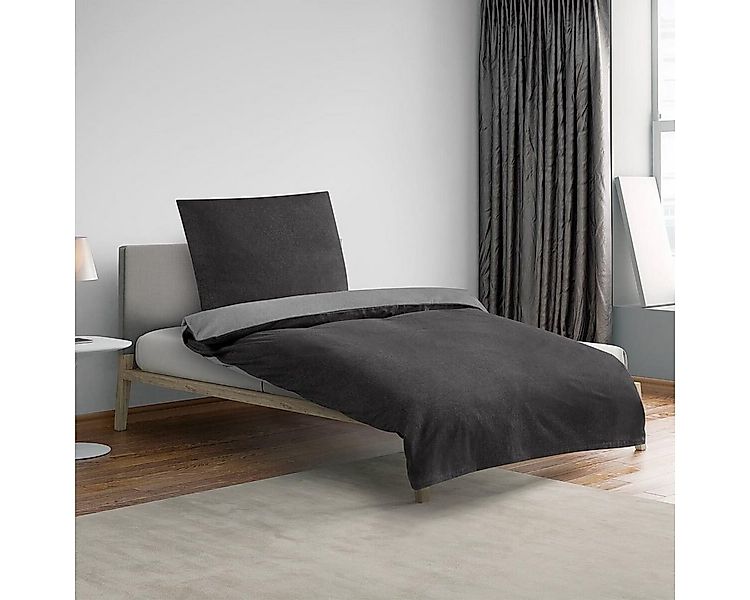 TRAUMSCHLAF Bettwäsche Uni Melange, Flanell, 3 teilig, zeitlose Uni Bettwäs günstig online kaufen