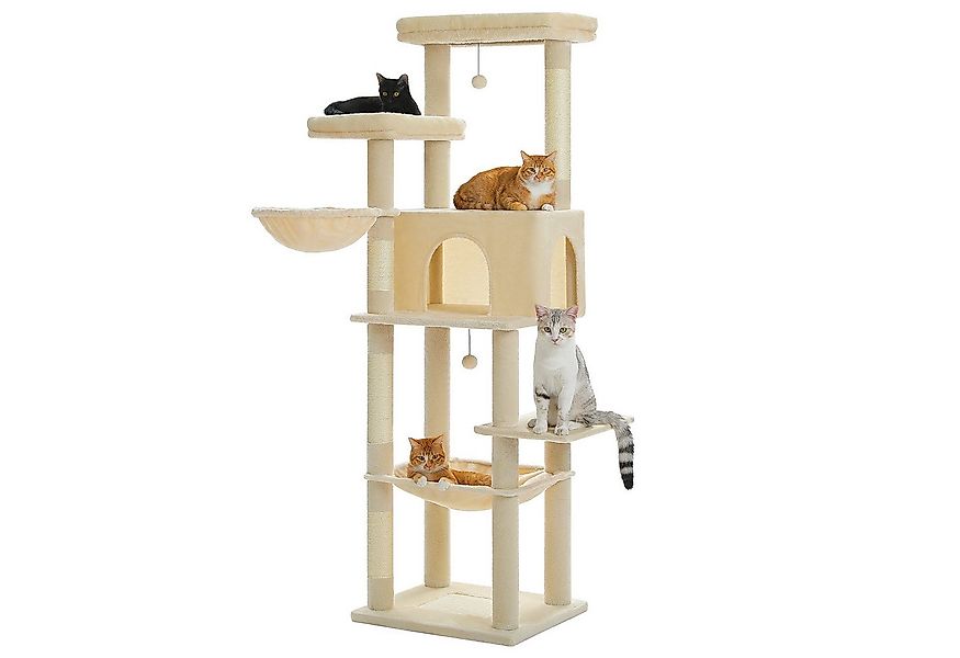 PETEPELA Kratzbaum Großer 186cm hoher Katzenturm aus Holz mit 2 geräumigen günstig online kaufen