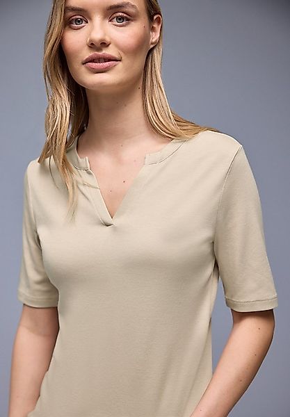 STREET ONE Rundhalsshirt mit lässigem Splitneck - Halbarm günstig online kaufen