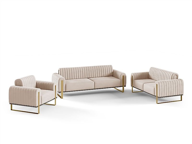 Fun Möbel Polstergarnitur Sofaset Designersofas VALERIE 3-2-1 in Stoff Elis günstig online kaufen