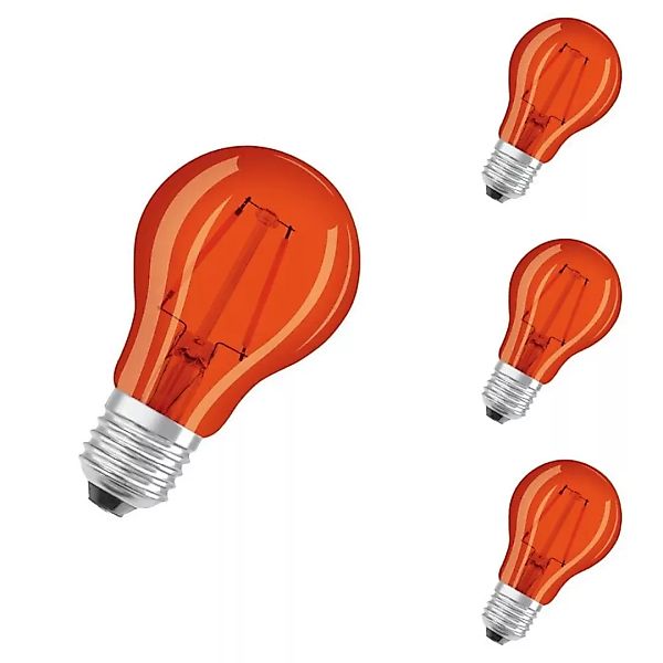 Osram LED Lampe ersetzt 17W E27 Birne - A60 in Orange 2,5W 45lm 1500K 4er P günstig online kaufen