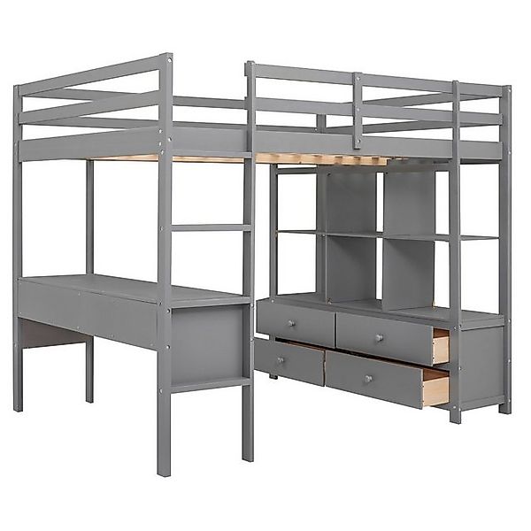 Gotagee Kinderbett Hochbett Modern Einzelbett 140x200cm Unterbettschreibtis günstig online kaufen