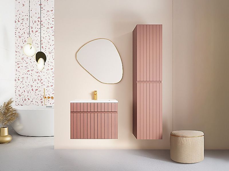 Waschbeckenunterschrank hängend mit Ablagen & Einbauwaschbecken - Streifeno günstig online kaufen