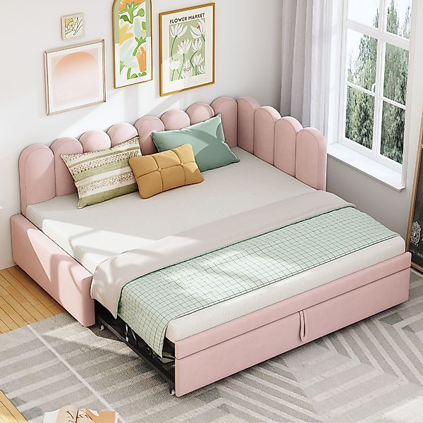OKWISH Schlafsofa Multifunktionales L-förmiges Polsterbett Kinderbett, günstig online kaufen