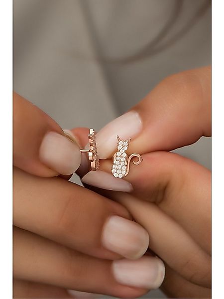 Nisan Ohrring-Set, Katzen Ohrringe – 925er Silber, Roségold, Tiermotiv Ohrs günstig online kaufen