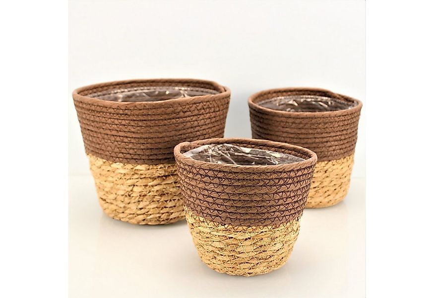 Online-Fuchs Blumentopf 3er Set runde Blumentöpfe aus Seegras geflochten, Ü günstig online kaufen
