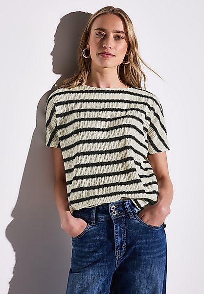 STREET ONE Kurzarmpullover, gestreift, in Struktur-Optik günstig online kaufen
