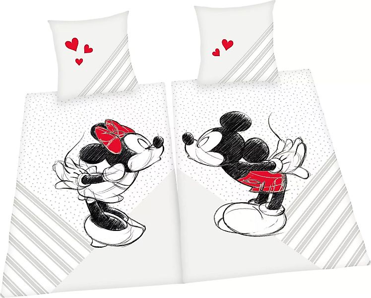 Disney Partnerbettwäsche »Disney's Mickey und Minnie Mouse in Gr. 135x200 c günstig online kaufen