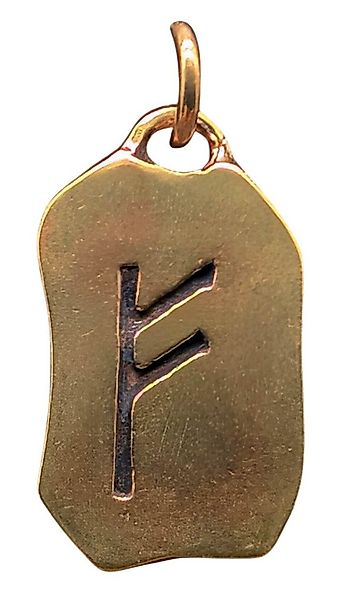 Kiss of Leather Kettenanhänger Rune Runen Anhänger Bronze Buchstabe F Fehu günstig online kaufen