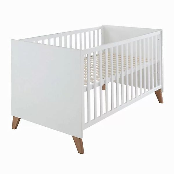 roba® Babybett Ole 70 x 140 cm aus Holz - Weiß lackiert - Füße aus Massivho günstig online kaufen