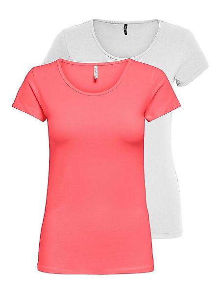 ONLY Rundhalsshirt ONLLIVELOVE LIFE S/S O-NECK TOP (Packung, 2-tlg) günstig online kaufen